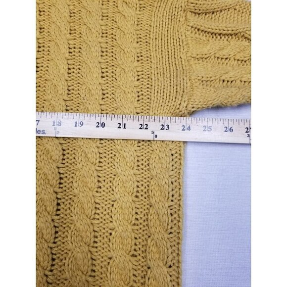 ces femme Sweater size small chunky cable knit mustard mango fuzzy turtle neck - Picture 14 of 14